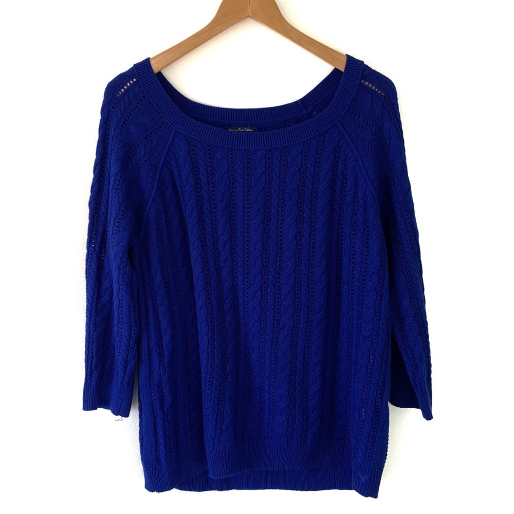 Royal Blue American Eagle Sedona Cableknit Sweater